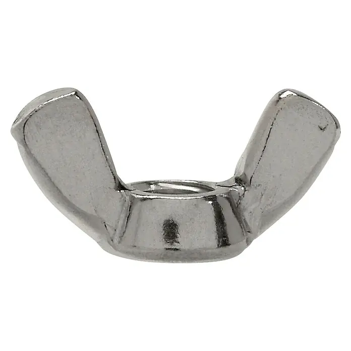 Marinetech Flügelmutter - M 4, Edelstahl, A4 - Nahaufnahme einer glänzenden Flügelmutter aus Metall, ideal für verschiedene Befestigungsanwendungen.
