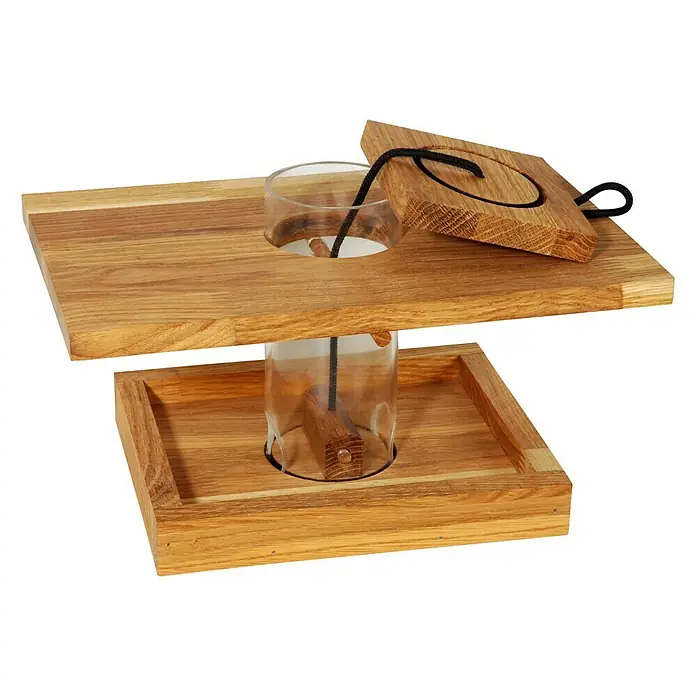 Dobar Vogelhaus - 25 x 18 x 15 cm, Holz, Natur/Braun - Elegante hölzerne Badewannenablage mit Getränkehalter und abnehmbarem Deckel. Perfekt für entspannende Bademomente mit Stil und Komfort.