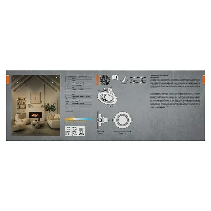 Osram LED-Einbauleuchten-Set rund - 4,5 W, Ø x H: 9 x 3,4 cm, Weiß, 3 Stk., Warmweiß - Produktbild der SP SET ADJ 4.5W 827 DEG96 GU10WT Leuchte, die 4,5W Leistung, 400lm Lichtstrom und 2700K Farbtemperatur bietet.