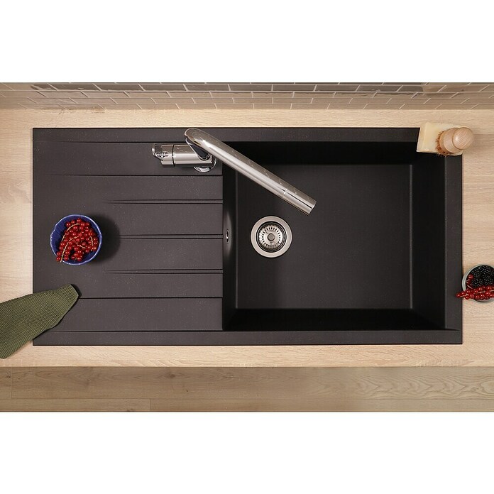 Respekta Einbauspüle Houston (100 x 50 cm, Schwarz, Anzahl Becken: 1 Stk.) | BAUHAUS
