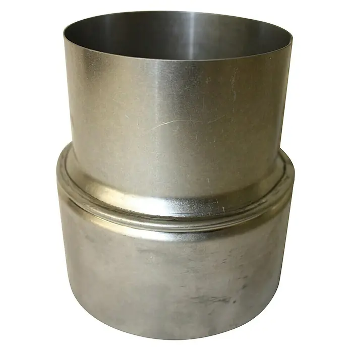 Ofenrohrerweiterung - Durchmesser: 80 mm - 100 mm, Feueraluminiert, Silber - Metallrohrverbinder mit zwei Abschnitten unterschiedlicher Durchmesser, ideal für Sanitär- und Heizungsanwendungen.