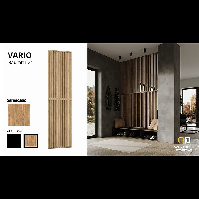 Mixpol Profile Raumteiler Vario Saragossa (63,4 x 250 cm, Natur) | BAUHAUS