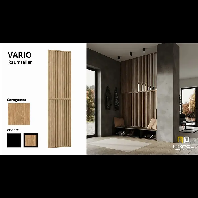 Mixpol Profile Raumteiler Vario Saragossa - 63,4 x 250 cm, Natur - VARIO Raumteiler  [Ausfhrung: Saragossa] Bewegliche Lamellen in Aktion