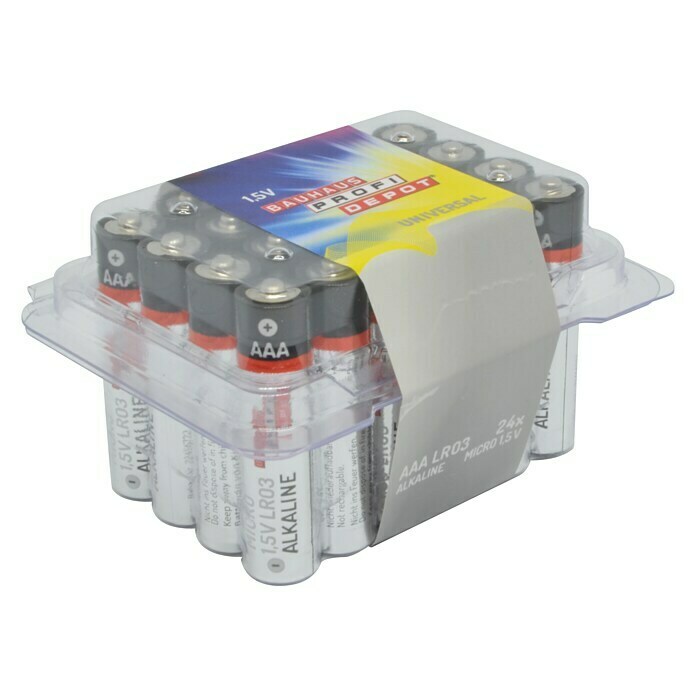 Profi Depot Batterie Micro AAAMicro AAA, Alkali-Mangan, 1,5 V, 24 Stk. Left Side View