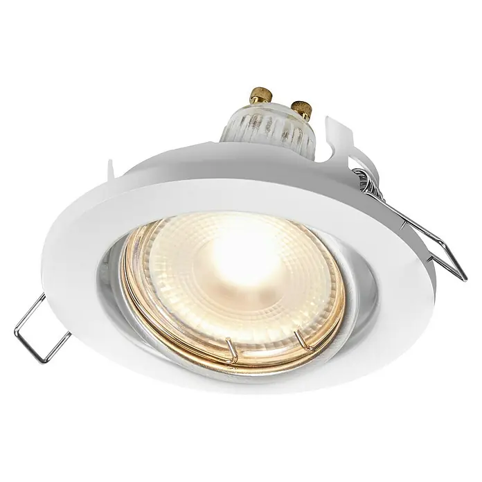 Osram LED-Einbauleuchten-Set rund - 4,5 W, Ø x H: 9 x 3,4 cm, Weiß, 3 Stk., Warmweiß - Nahaufnahme einer weißen Einbauleuchte mit warmem Licht, ideal für moderne Innenräume.