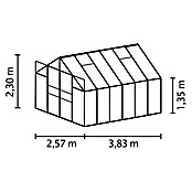 Vitavia Gewächshaus (3,83 x 2,57 x 2,3 m, Farbe: Anthrazit, Einscheibensicherheitsglas (ESG), 3 mm)