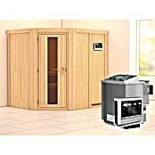 Karibu Systemsauna Siirin (Mit Sauna Bio-Ofen 9 kW inkl. Steuerung Easy, Ohne Dachkranz, Massivholz, 170 x 196 x 198 cm)