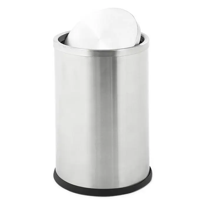 Proregal Papierkorb rund aus Edelstahl mit Swing Deckel - 10 l, Edelstahl, Silber - Ein Edelstahl-Schwingdeckel-Abfalleimer. Praktisch und stilvoll für jeden Raum, mit einem schwenkbaren Deckel für einfache Nutzung.
