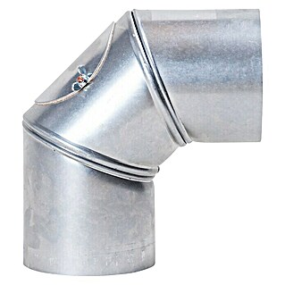 Ofenrohrbogen (Durchmesser: 130 mm, Bogenwinkel: 0 ° - 90 °, Mit Reinigungsöffnung, Feueraluminiert, Silbergrau)
