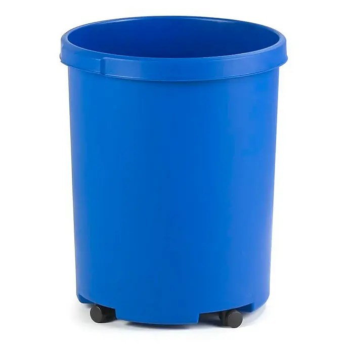 Proregal Papierkorb praktisch & rund aus Kunststoff - 50 l, Kunststoff, Blau - Blauer, zylindrischer Rollbehälter mit robustem Rand. Ideal für Lagerung und Transport, dank der leichtgängigen Rollen. Vielseitig einsetzbar.
