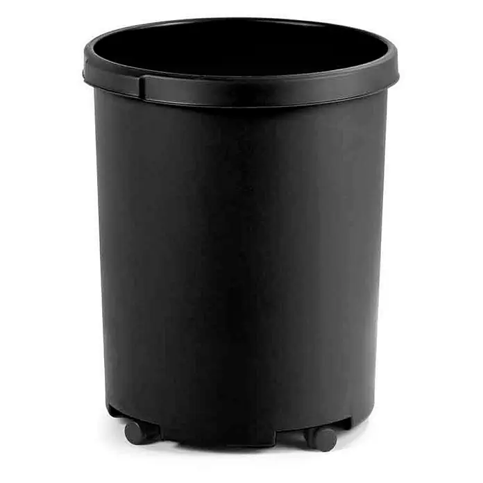 Proregal Papierkorb praktisch & rund aus Kunststoff - 50 l, Kunststoff, Schwarz - Schwarzer Kunststoffeimer mit Rollen. Praktischer Behälter für Haus, Garten oder Büro, ideal für Abfall oder zur Aufbewahrung von Gegenständen.
