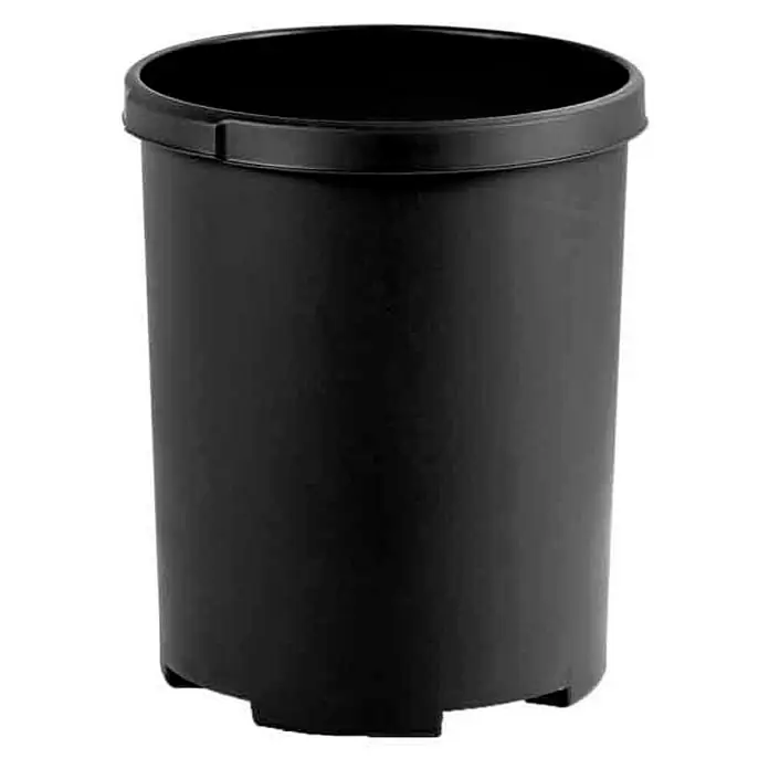 Proregal Papierkorb praktisch & rund aus Kunststoff - 50 l, Kunststoff, Schwarz - Schwarzer Pflanztopf aus Kunststoff mit verstärktem Rand und stabilem Fuß für Pflanzenliebhaber.