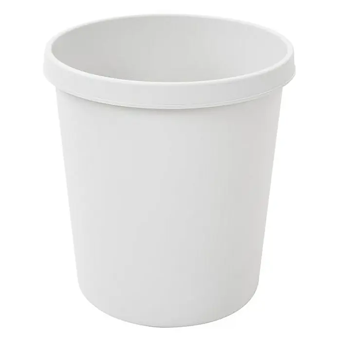 Proregal Papierkorb klassisch & rund aus Kunststoff - 18 l, Kunststoff, Grau - Ein schlichter, weißer Abfalleimer mit einem breiten Rand. Ideal für Büro oder Zuhause. Praktisch und stilvoll.