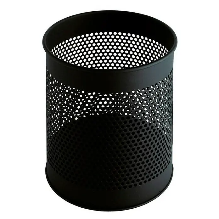 Proregal Papierkorb rund & perforiert aus Metall - 15 l, Metall, Schwarz - Schwarzer, zylindrischer Papierkorb aus Metall mit durchbrochenem Design. Ideal für Büro oder Zuhause, bietet stilvolle Funktionalität.