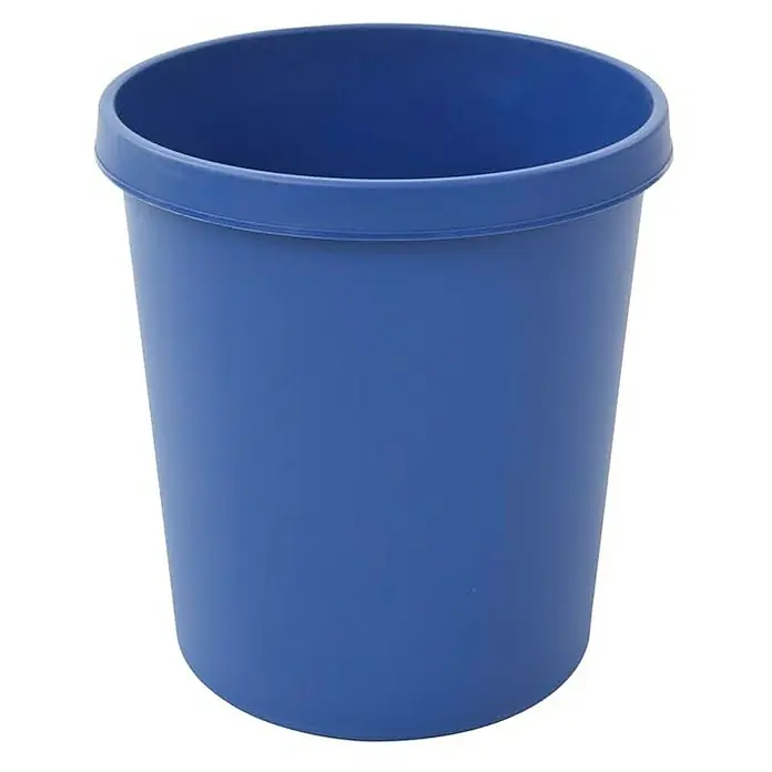 Proregal Papierkorb klassisch & rund aus Kunststoff - 18 l, Kunststoff, Blau - Blauer, zylindrischer Abfalleimer mit verstärktem Rand. Ideal für Büro oder Haushalt, robust und einfach zu reinigen.