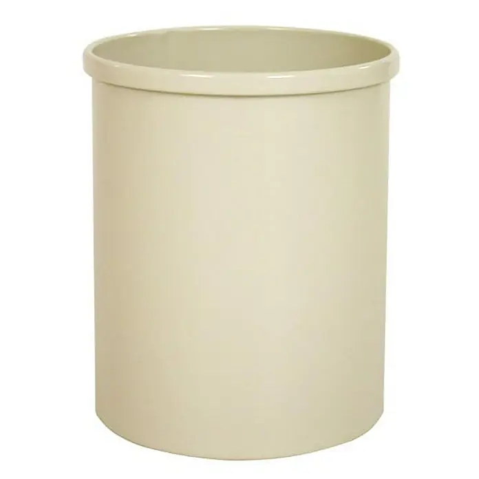 Proregal Papierkorb stillvoll & rund aus Metall - 15 l, Metall, Weiß - Ein beiger Abfallbehälter, ideal für Büro oder Küche, präsentiert sich in schlichtem Design und robuster Ausführung für langanhaltende Nutzung.