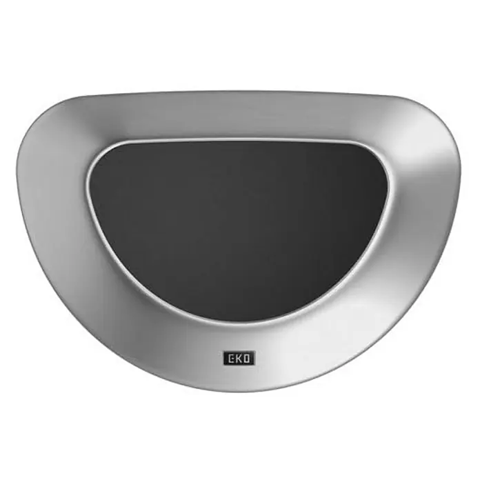 Proregal Standard-Mülleimer Stilvoller halbrunder offener Abfallsammler aus gebürstetem Edelstahl - 80 l, Edelstahl, Silber - Silberner EKO Sensor-Abfalleimer für die Küche mit schwarzem Sensorfeld und abgerundeten Formen für ein modernes Design.