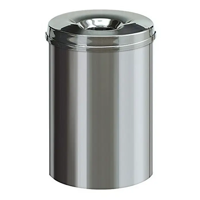 Proregal Papierkorb & Abfallsammler aus Edelstahl selbstlöschend - 30 l, Edelstahl, Silber - Silberner Metalleimer mit Deckel. Praktischer Abfallbehälter aus glänzendem Metall, ideal für Büro oder Küche.