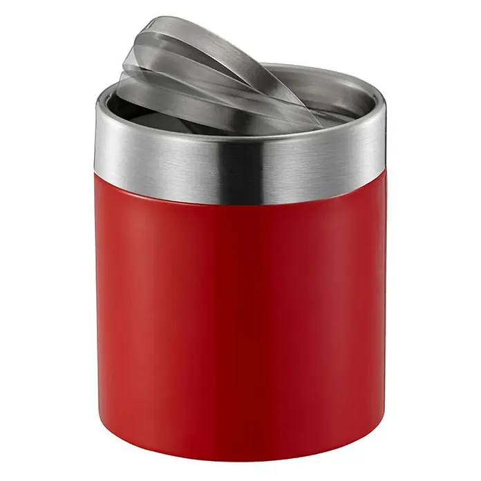 Proregal Schwingdeckeleimer Schön geformter Tischabfallbehälter mit Flachschwingdeckel - 1,5 l, Edelstahl, Edelstahl / Rot - Roter und silberner Eiseimer mit Deckel, ideal zum Kühlen von Getränken auf Partys. Der Eiseimer ist perfekt für den Innen- und Außenbereich.