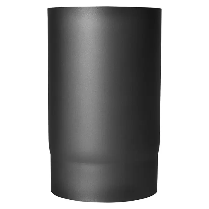 Ofenrohr - Ø x L: 150 x 150 mm, Senotherm lackiert, Gussgrau - Schwarzes Rauchrohr mit glatter Oberfläche. Das Rohr hat eine zylindrische Form und wird für den Abzug von Rauchgasen verwendet.