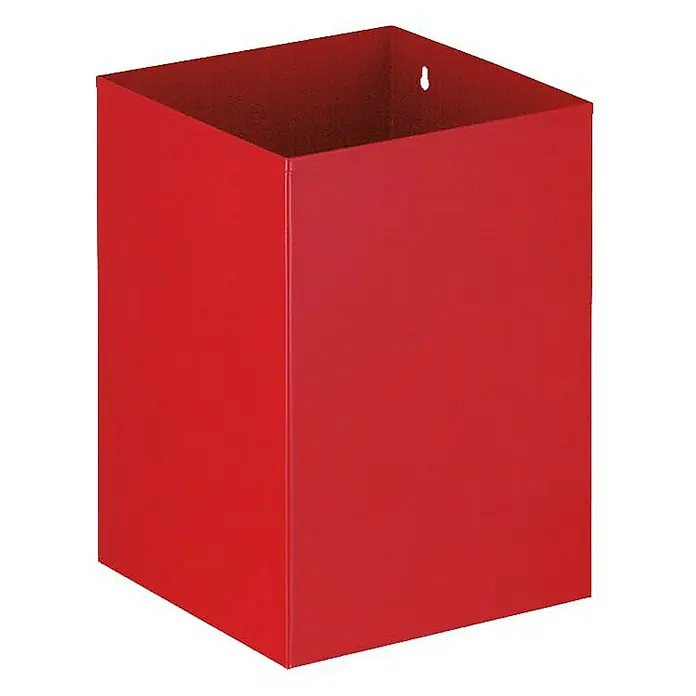 Proregal Papierkorb viereckig zur optionalen Wandmontage - 21 l, Metall, Rot - Rote Prospekthalterung für Wandmontage. Das Produkt ist aus Metall gefertigt und hat ein Schlüsselloch zur einfachen Befestigung an der Wand.