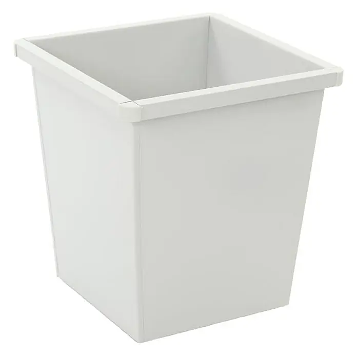 Proregal Papierkorb Viereckig aus Metall mit Stoßecken aus Kunststoff - 27 l, Metall, Grau - Ein quadratischer, weißer Papierkorb mit einem dicken Rand. Ideal für Büro oder Kinderzimmer, ein praktisches und stilvolles Accessoire.