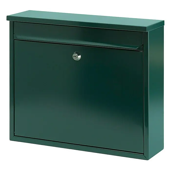Proregal Wandbriefkasten Granadan aus Stahl mit Einwurfsklappe - Grün, Stahl - Grüne Metall-Briefkasten mit Schloss für den Außenbereich. Die perfekte Lösung für Post und kleine Pakete.