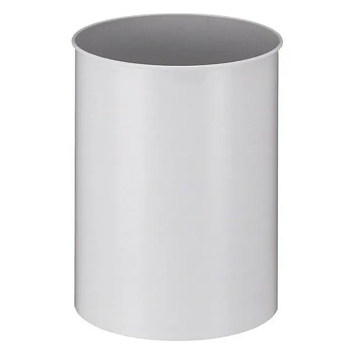 Proregal Papierkorb stillvoll & rund aus Metall - 15 l, Metall, Grau - Ein schlichter, zylindrischer Papierkorb in Weiß, perfekt für Büro oder Zuhause. Der Abfalleimer ist modern und funktional gestaltet.