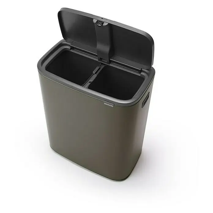 Proregal Sensormülleimer Brabantia Hochwertiger Abfallsammler mit Touch-Öffnung - 60 l, Metall, Platin - Der hochwertige Brabantia Bo Abfalleimer mit zwei Inneneimern und einem praktischen, geräuschlosen Deckel für eine einfache Mülltrennung.