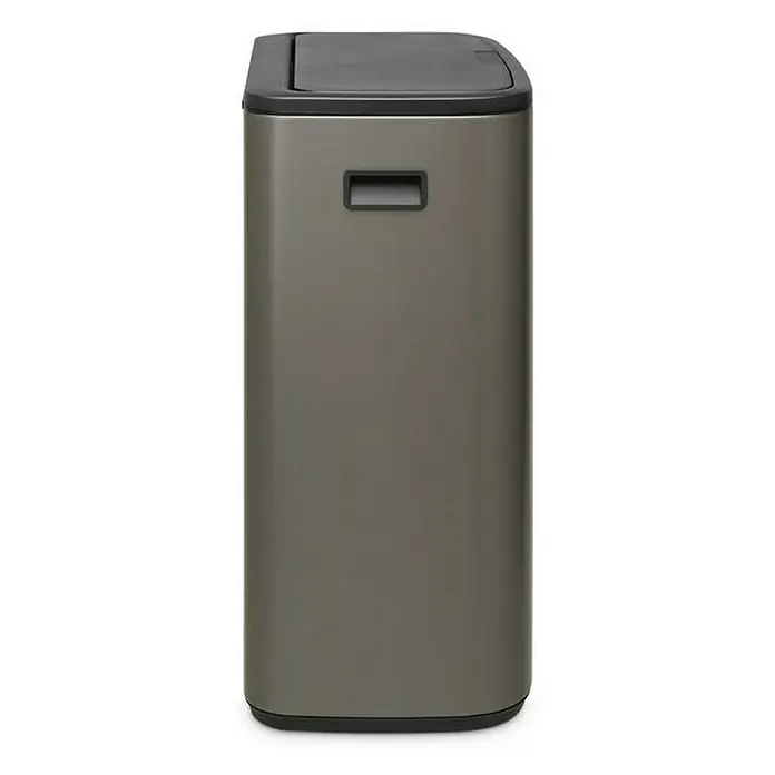 Proregal Sensormülleimer Brabantia Hochwertiger Abfallsammler mit Touch-Öffnung - 60 l, Metall, Platin - Elegante, rechteckige, graue Abfalltonne mit schwarzem Deckel und Griff. Praktisch und stilvoll für jedes Zuhause.