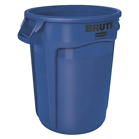 Rubbermaid Brute runde Mehrzwecktonne mit Belüftungskanälen | 121,1 Liter, HxBxT 69,2x63,5x55,5cm | aus widerstandsfähigem Kunststoff (PE) | Blau