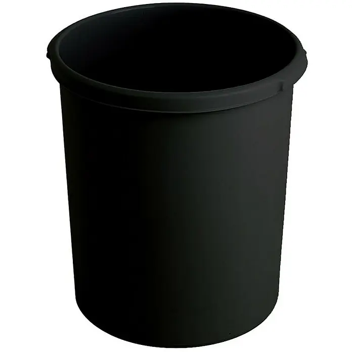 Proregal Papierkorb klassisch & rund aus Kunststoff - 30 l, Kunststoff, Schwarz - Schwarzer Abfalleimer aus Kunststoff mit rundem Rand und zylindrischer Form für den Innenbereich.