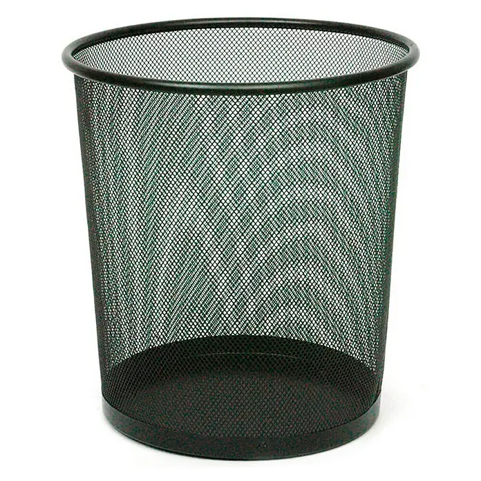 Proregal Papierkorb rund, konisch & perforiert aus Metall - 19 l, Metall, Schwarz - Ein schwarzer, runder Papierkorb aus Metallnetz. Ideal für Büro oder Arbeitszimmer, ein praktischer und stilvoller Behälter.