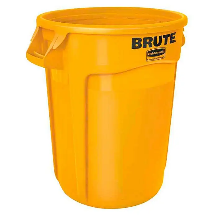 Proregal Standard-Mülleimer Rubbermaid Brute runde Mehrzwecktonne mit Belüftungskanälen - 121,1 l, Kunststoff, Gelb - Gelber Rubbermaid Brute Mülleimer, robust und langlebig, ideal für gewerbliche Anwendungen und zur Abfallentsorgung.