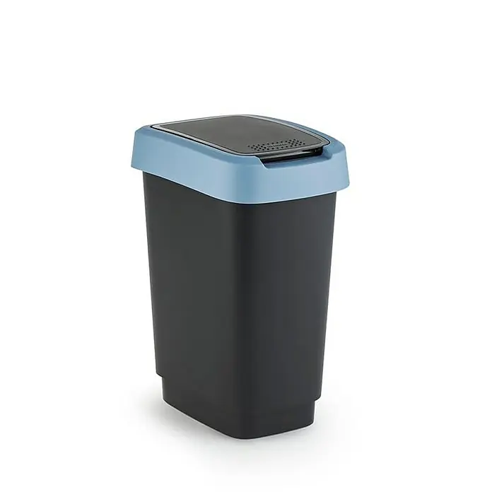 Proregal Standard-Mülleimer Klassischer Abfalleimer für Innenbereich - 10 l, Kunststoff, Schwarz-Blau - Der moderne Abfallbehälter in Schwarz und Blau mit schlichtem, rechteckigem Design ist ideal für jedes Büro oder Zuhause.