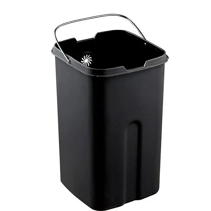 Proregal Standard Mülleimer Quadratischer Abfalleimer aus mattem Edelstahl mit offenem Einwurf - 12 l, Edelstahl, Silber - Schwarzer Eimer mit Tragegriff, ideal für Putzarbeiten. Das robuste Design sorgt für Langlebigkeit und Stabilität bei jeder Nutzung.