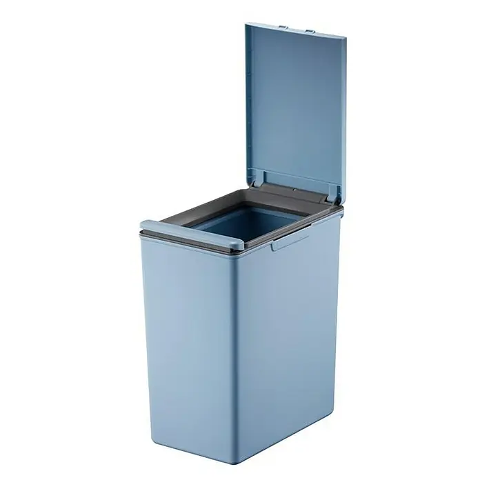 Proregal Sensormülleimer Moderner quadratischer Abfalleimer mit Touch-Bar-Deckel - 20 l, Kunststoff, Blau - Blauer Abfallbehälter mit offenem Deckel, ideal für Küche oder Bad. Praktisch und stilvoll, um Abfälle diskret zu entsorgen.