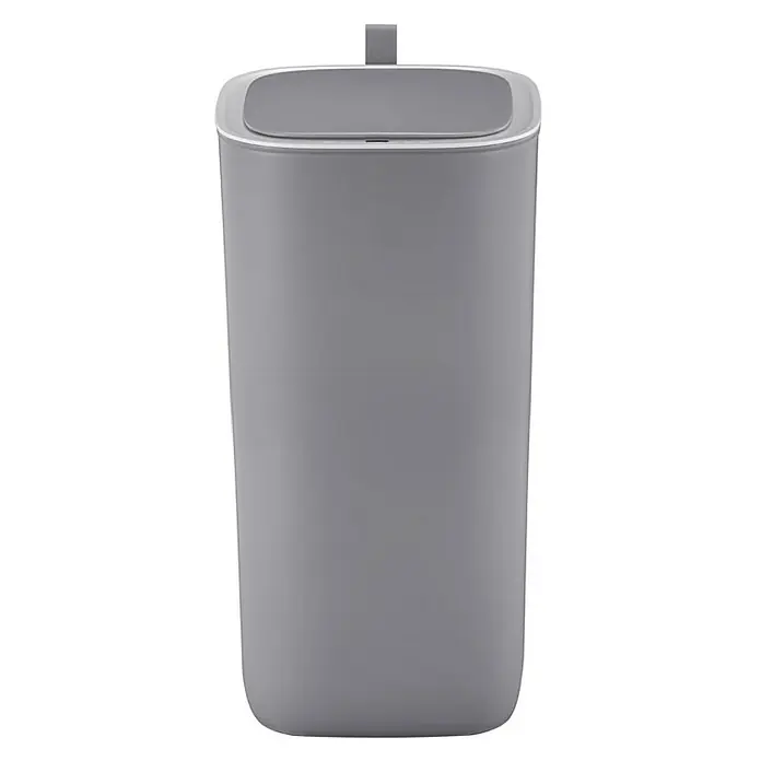 Proregal Sensormülleimer Moderner quadratischer Abfalleimer mit Smart Sensor - 30 l, Kunststoff, Grau - Ein schlanker, grauer Treteimer mit einem glatten, modernen Design und einem praktischen Tragegriff für einfache Handhabung.