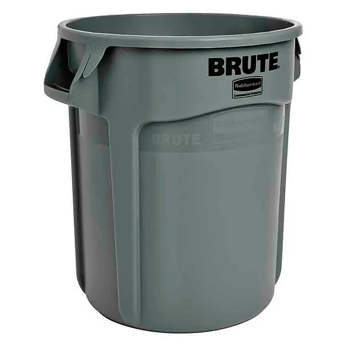 Proregal Standard-Mülleimer Rubbermaid Brute runde Mehrzwecktonne mit Belüftungskanälen - 75,7 l, Kunststoff, Grau - Grauer "Brute" Abfallbehälter von Rubbermaid, robust und ideal für gewerbliche Zwecke. Langlebige Konstruktion für den täglichen Gebrauch.