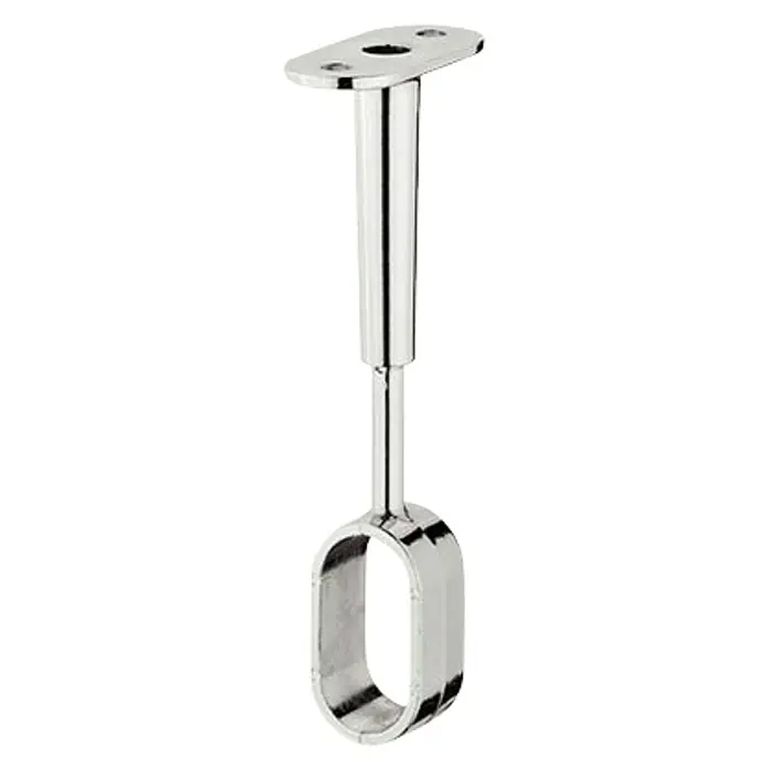 Suki Soporte intermedio para tubo de armario - Altura: 105 mm - Soporte de barra de armario de metal cromado con placa de montaje y soporte ovalado para una fácil instalación y un soporte robusto.