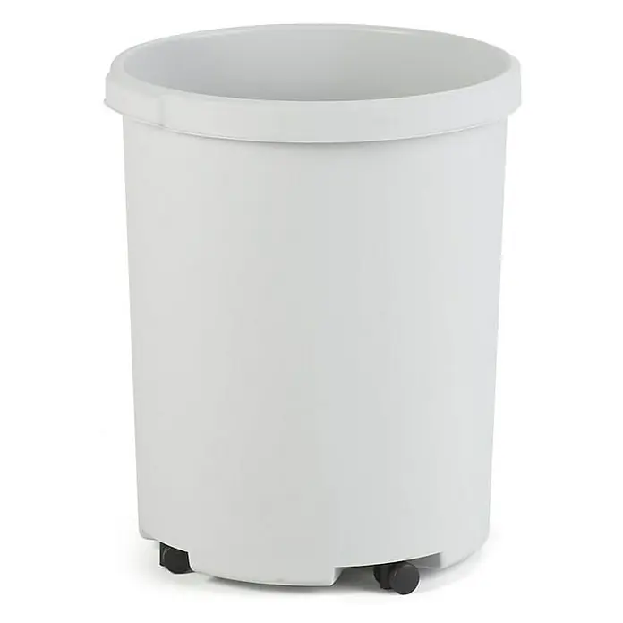 Proregal Papierkorb praktisch & rund aus Kunststoff - 50 l, Kunststoff, Grau - Weißer, zylindrischer Behälter mit Rollen für einfache Mobilität, ideal für verschiedene Anwendungen im Haushalt oder Gewerbe.