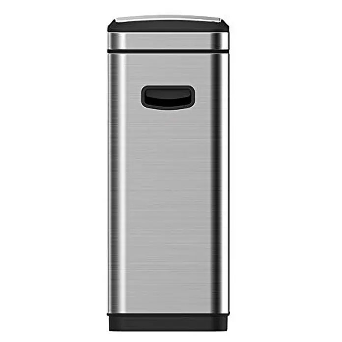Proregal Standard-Mülleimer Modern designter Abfallsammler aus gebürstetem Edelstahl - 30 l, Edelstahl, Silber - Edelstahl-Mülleimer mit schwarzem Deckel und Griff für ein sauberes und stilvolles Abfallmanagement.