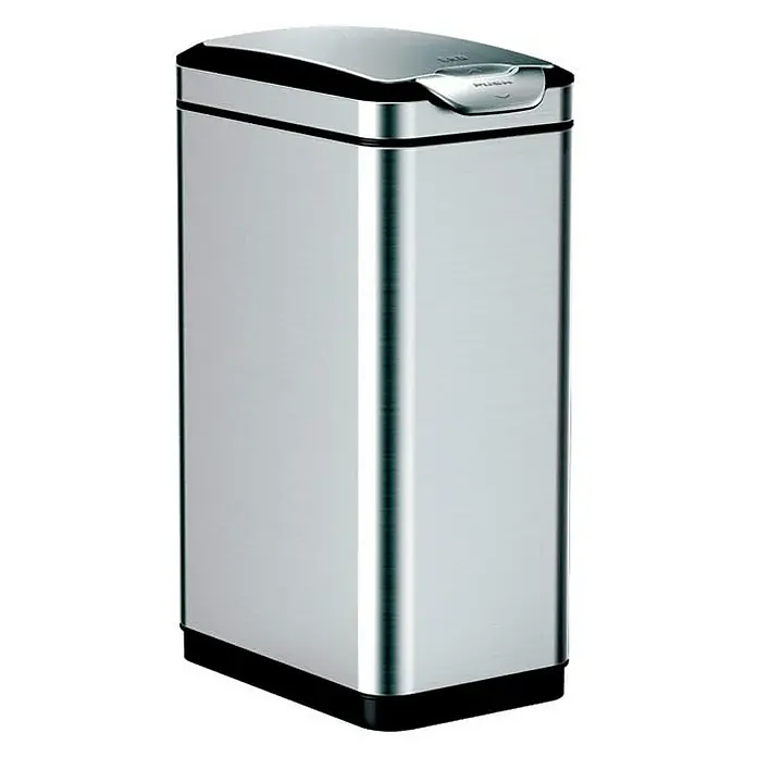 Proregal Standard-Mülleimer Modern designter Abfallsammler aus gebürstetem Edelstahl - 30 l, Edelstahl, Silber - Ein moderner, rechteckiger Mülleimer aus Edelstahl mit einem schwenkbaren Deckel, ideal für Küche oder Büro. Stilvolle Abfallentsorgung.