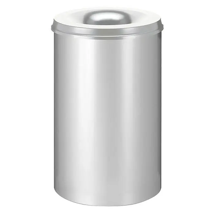 Proregal Papierkorb & Abfallsammler aus Metall selbstlöschend - 110 l, Metall, Silber - Silberner Mülleimer mit Deckel. Praktischer und stilvoller Abfallbehälter für Büro oder Zuhause.