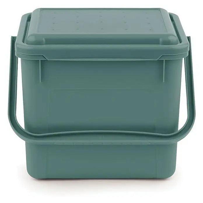 Proregal Standard Mülleimer Robuster Abfalleimer mit geruchsdichtem Deckel - 5 l, Kunststoff, Grün - Ein grüner Komposteimer mit Deckel und Griff für die Küche, ideal zur Sammlung von Bioabfällen.