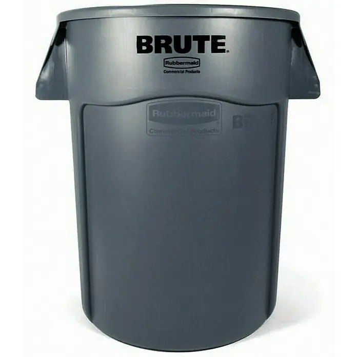 Proregal Standard-Mülleimer Rubbermaid Brute runde Mehrzwecktonne mit Belüftungskanälen - 166,5 l, Kunststoff, Grau - Graue "Brute" Mülltonne von Rubbermaid Commercial Products, robust und ideal für den gewerblichen Einsatz.