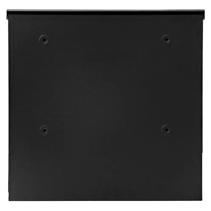 Proregal Wandbriefkasten Briefkasten - Schwarz, Metall, Zeitungsfach - Bild einer schwarzen Briefkastenfront mit vier Löchern zur Befestigung, ideal für den Außenbereich.