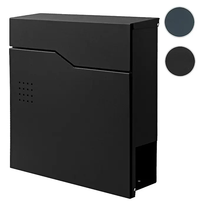 Proregal Wandbriefkasten Briefkasten - Schwarz, Metall, Zeitungsfach - Schwarzer Briefkasten mit zwei Farboptionen für stilvolle Postzustellung.
