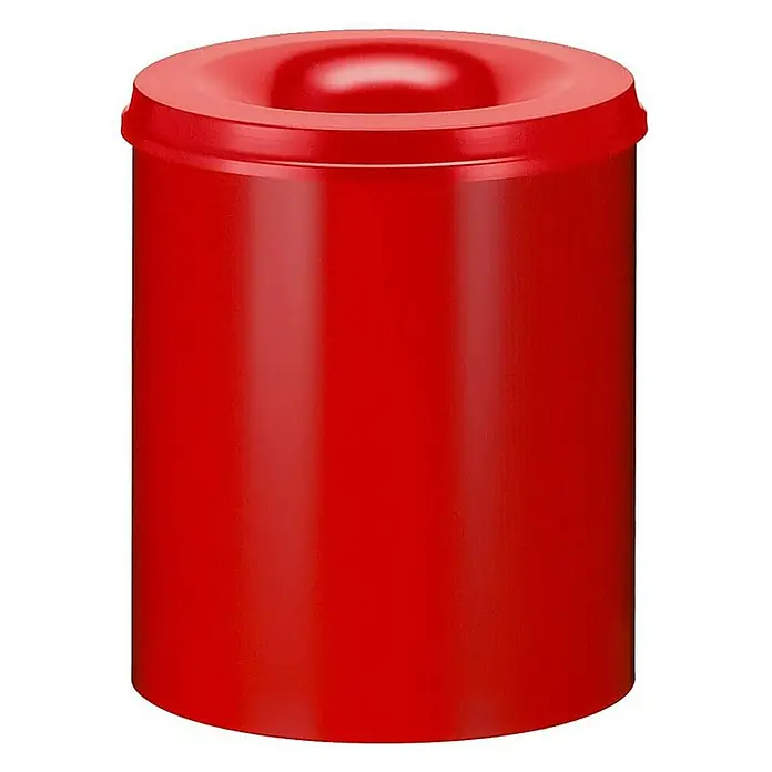Proregal Papierkorb & Abfallsammler aus Metall selbstlöschend - 80 l, Metall, Rot - Roter Abfalleimer mit einem trichterförmigen Deckel für eine einfache Abfallentsorgung, ideal für öffentliche Räume.
