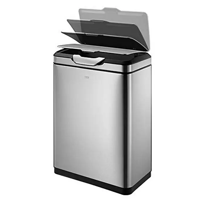 Proregal Standard Mülleimer Schöner Abfalleimer aus gebürstetem Edelstahl mit breiter Touch-Öffnung - 40 l, Edelstahl, Silber - Eleganter, rechteckiger Tork Abfalleimer aus Edelstahl mit offenem Deckel für einfache Abfallentsorgung im Büro oder zu Hause.